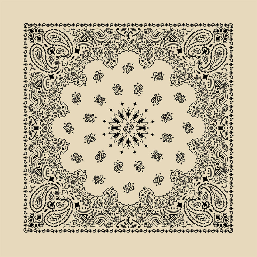 Natural 22" x 22" Contemporary Paisley Print Bandana
