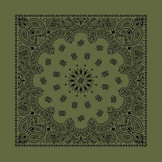 Olive 22" x 22" Contemporary Paisley Print Bandana