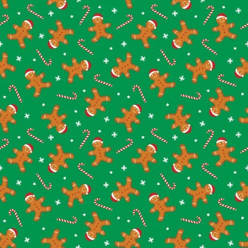 Gingerbread Man Candy Cane 22" x 22" Christmas Print Bandana