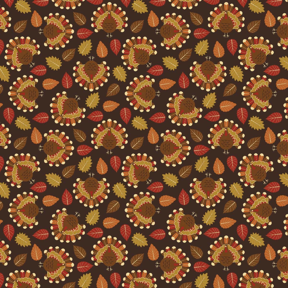 Tossed Turkey 22" x 22" Thanksgiving Print Bandana