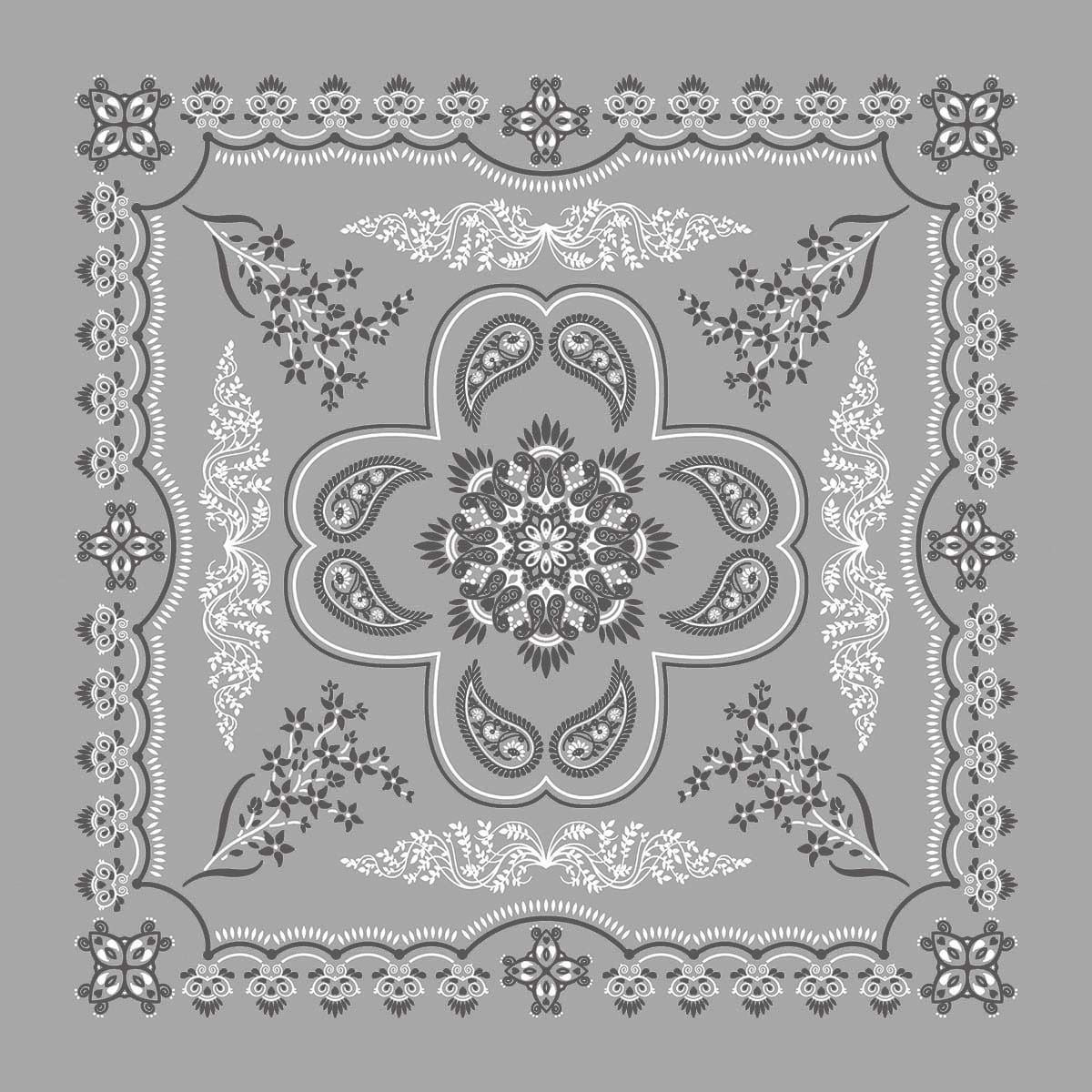 Gray 27" x 27" Floral Paisley Print Bandana