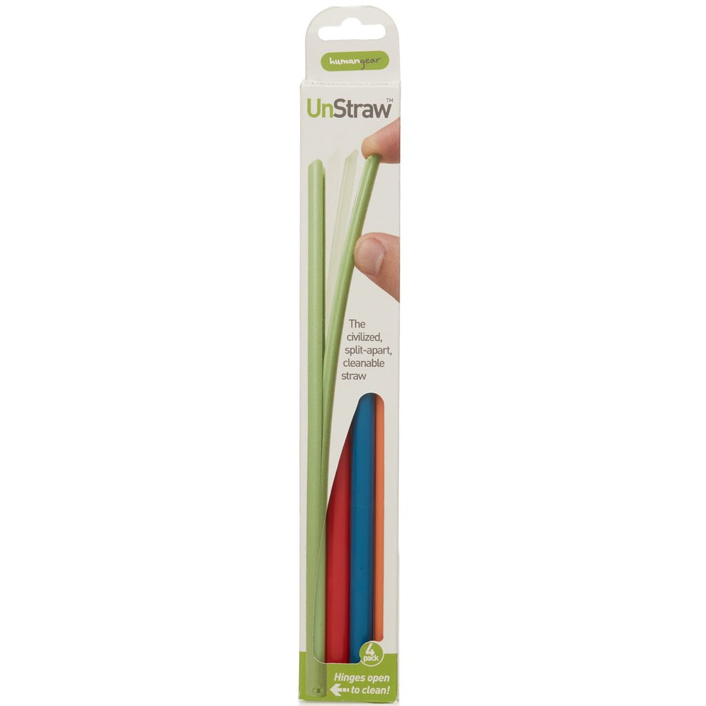 humangear UnStraw, 4-Pack | Reusable | Washable | BPA-Free, Royal Blue/Red/Lime/Orange