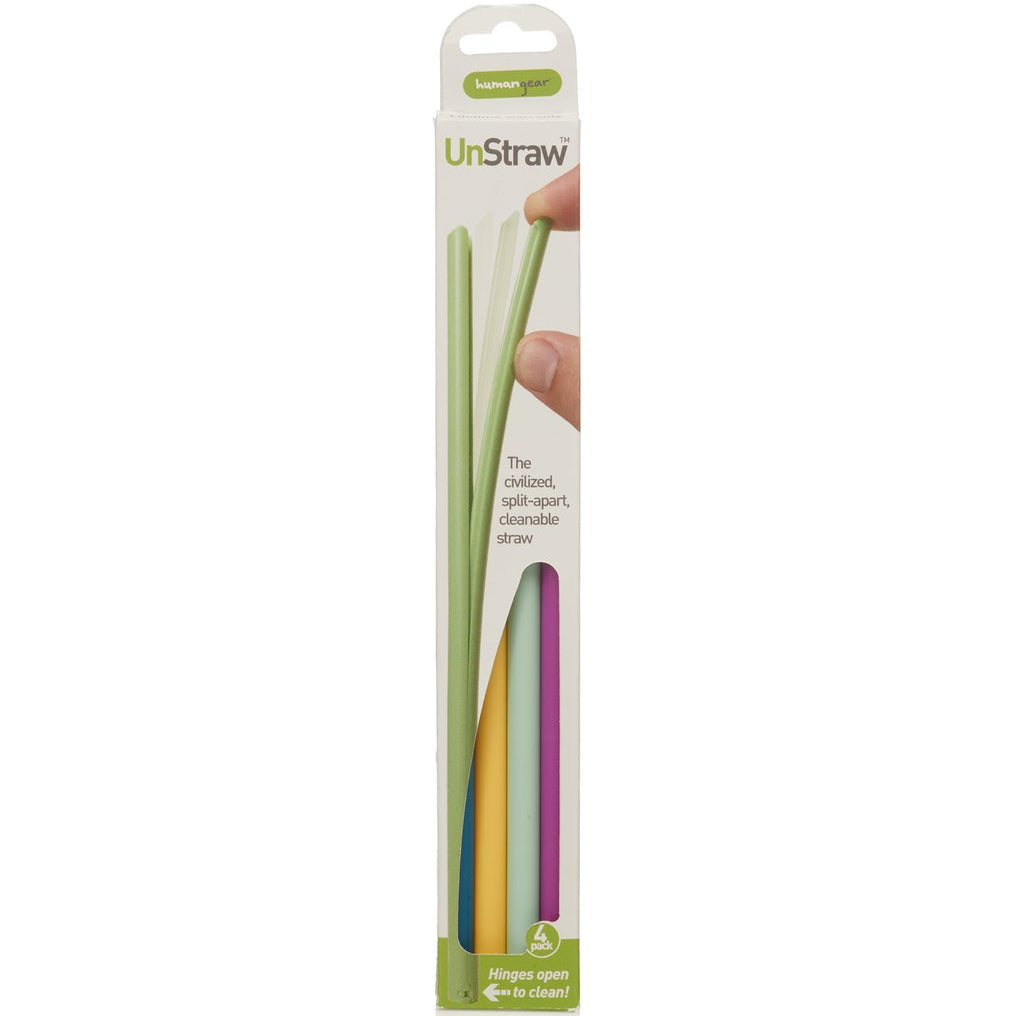 humangear UnStraw, 4-Pack | Reusable | Washable | BPA-Free, Light Blue/Yellow/Purple/Mint