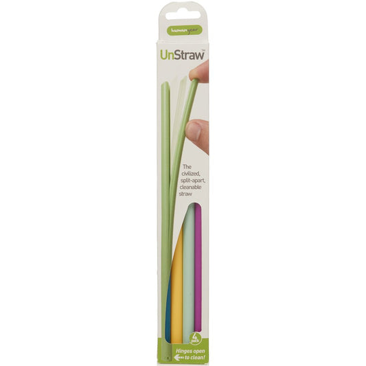 humangear UnStraw, 4-Pack | Reusable | Washable | BPA-Free, Light Blue/Yellow/Purple/Mint
