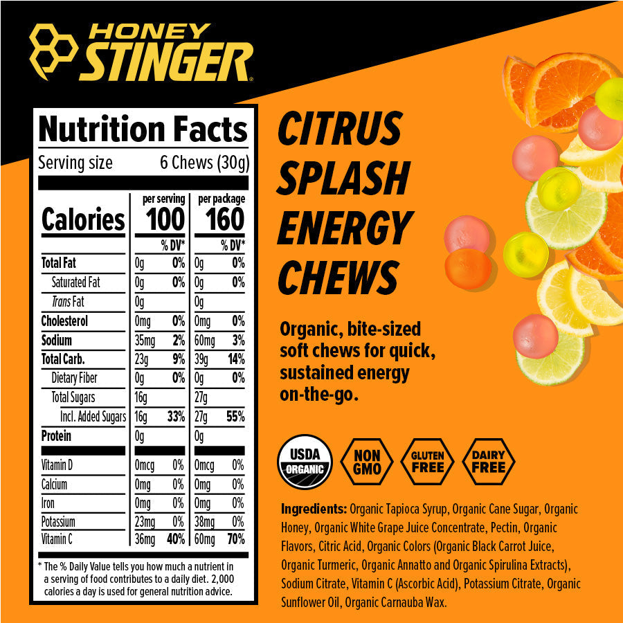 Honey Stinger Energy Chews, 12 Pack, Citrus Splash