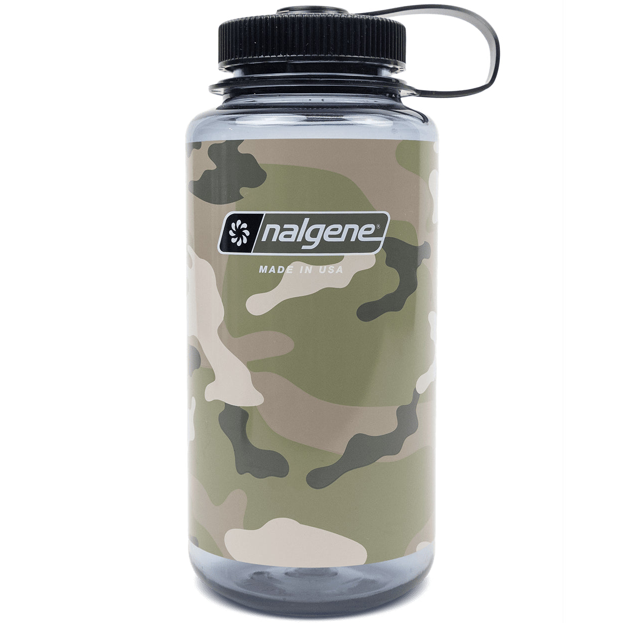 Nalgene 32oz Wide Mouth Sustain Camo Water Bottle, Gray w/ Black Cap