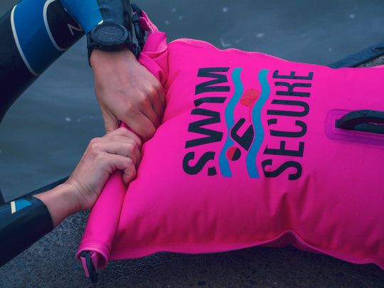 Swim Secure Lightweight Waterproof 28L Dry Bag | Inflatable Tow Float Safety, Pink