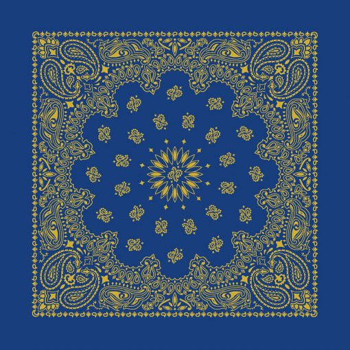 Royal Blue/Gold 22" x 22" Metallic Paisley Print Bandana