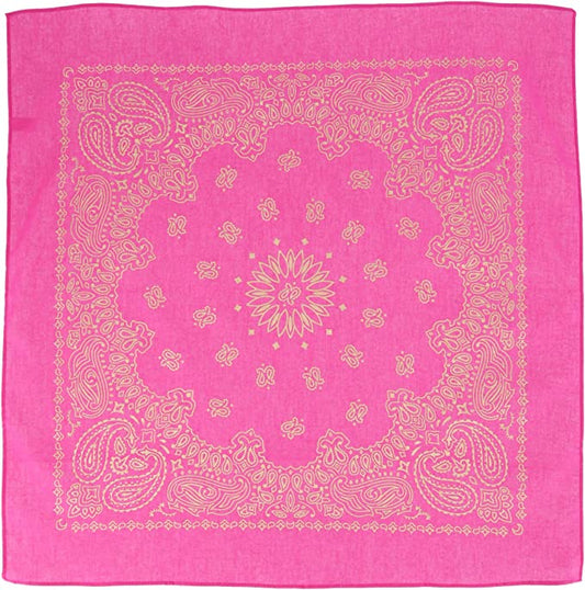 Hot Pink/Gold 22" x 22" Metallic Paisley Print Bandana