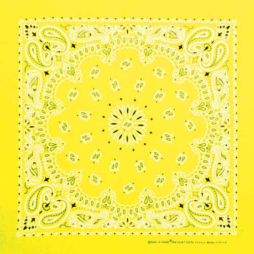 Neon Yellow 22" x 22" Paisley Print Bandana