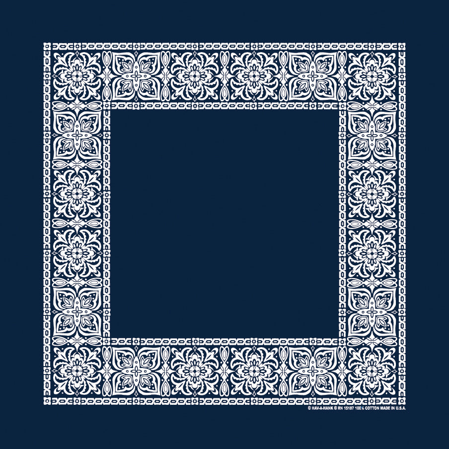 Navy Blue 22" x 22" Open Center Paisley Print Bandana