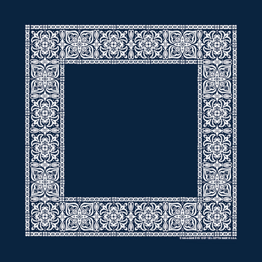 Navy Blue 22" x 22" Open Center Paisley Print Bandana