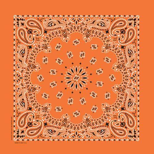 Orange 22" x 22" Paisley Print Bandana