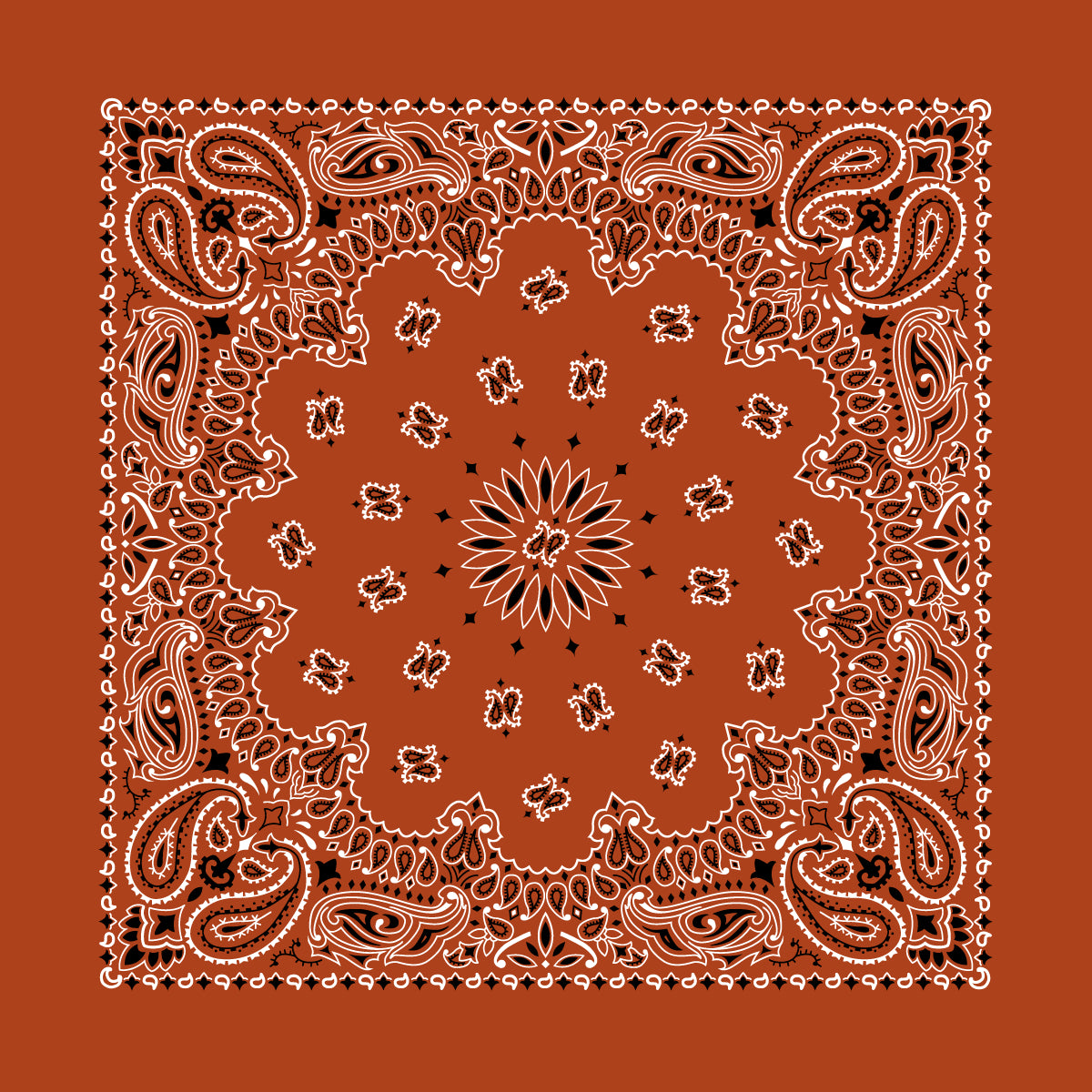 Burnt Orange 22" x 22" Paisley Print Bandana