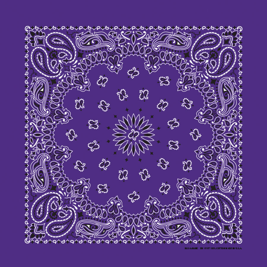 Purple 22" x 22" Paisley Print Bandana