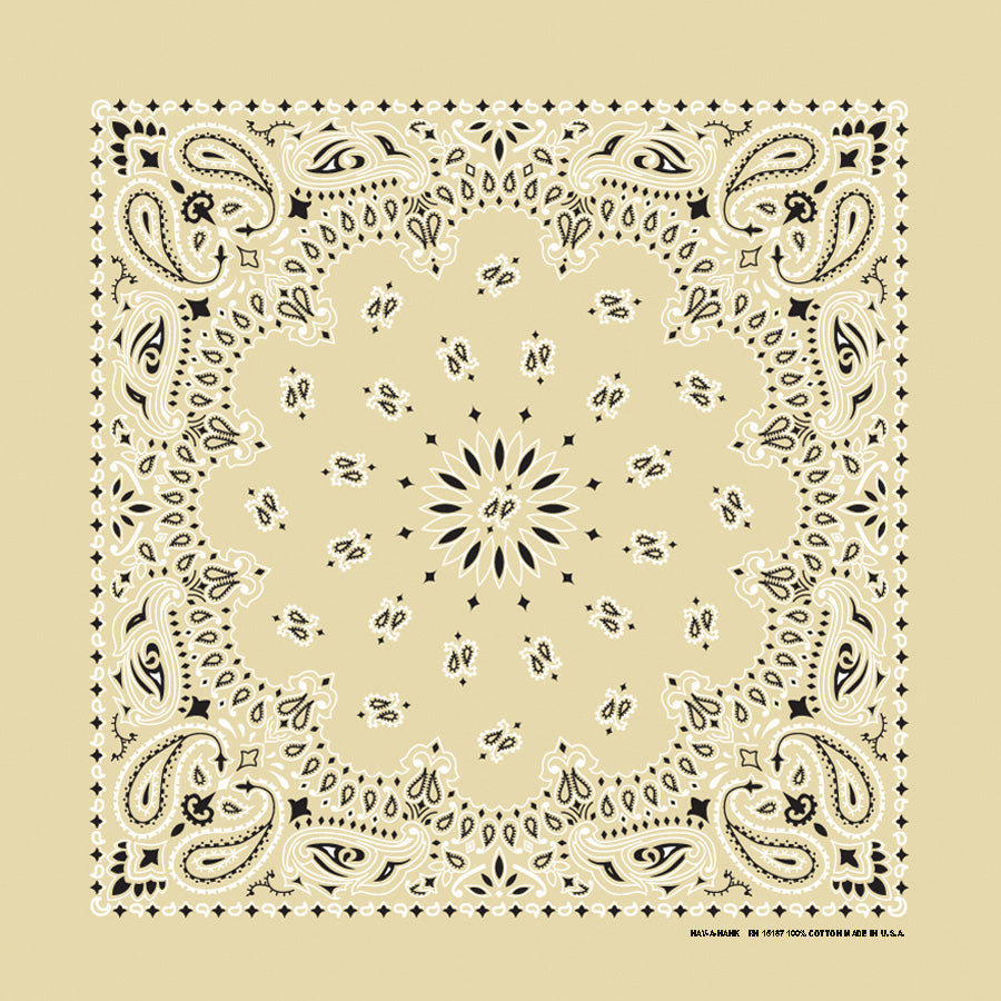 Beige 22" x 22" Paisley Print Bandana