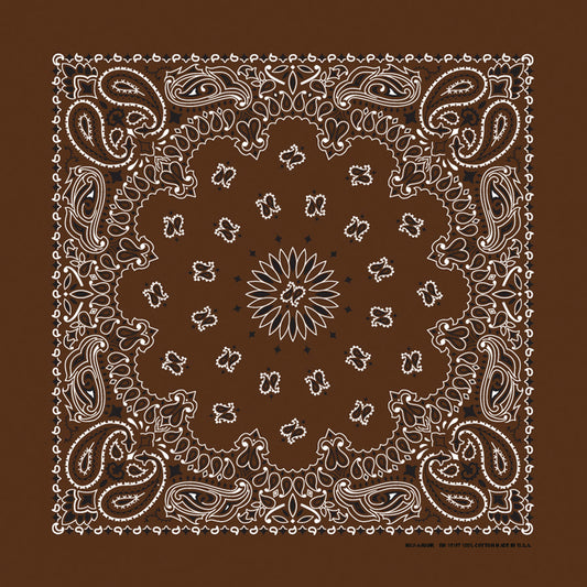Cocoa 22" x 22" Paisley Print Bandana