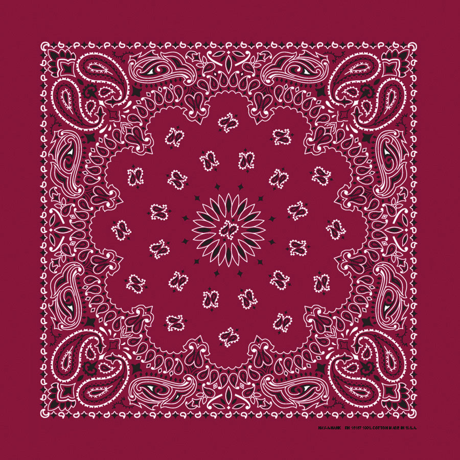 Burgundy 22" x 22" Paisley Print Bandana
