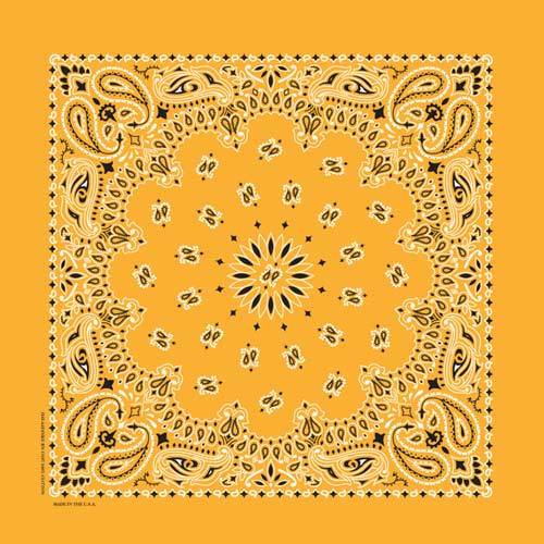 Gold 22" x 22" Paisley Print Bandana