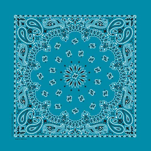 Turquoise 22" x 22" Paisley Print Bandana