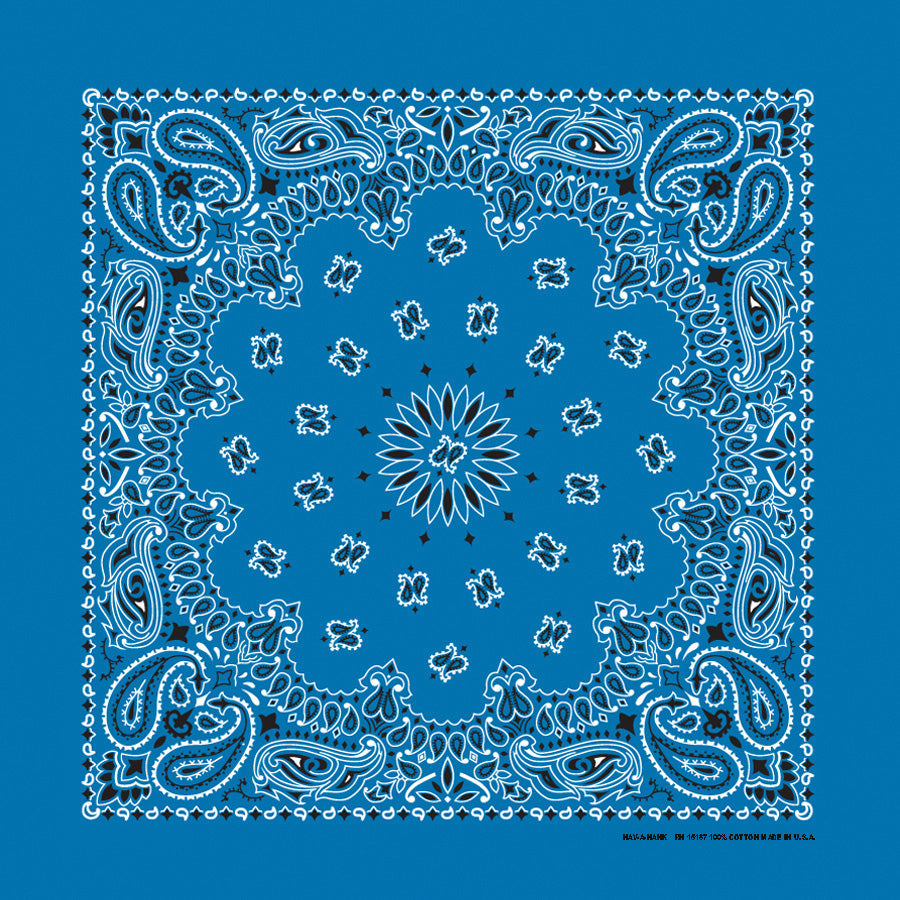 Mirage Blue 22" x 22" Paisley Print Bandana