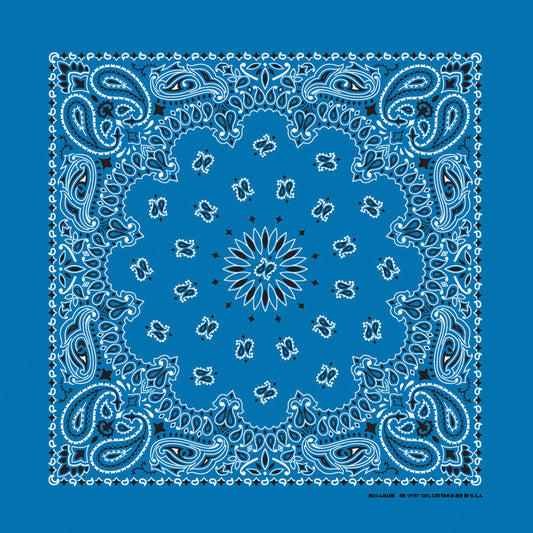 Mirage Blue 22" x 22" Paisley Print Bandana