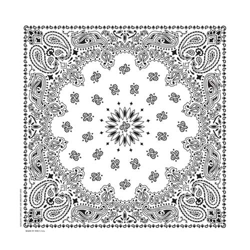 White 35" x 35" X-Large Paisley Print Bandana
