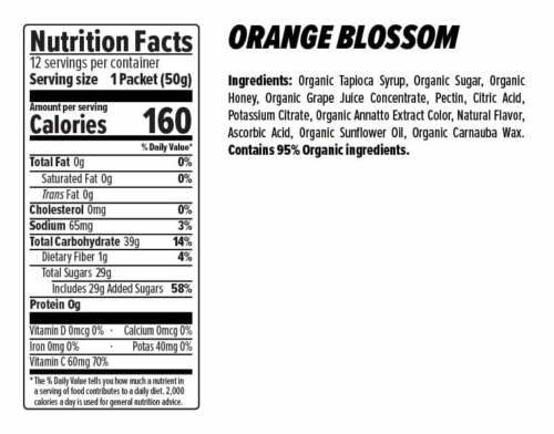 Honey Stinger Organic Orange Blossom Energy Chew | Gluten Free & Caffeine Free | For Exercise, Running and Performance | Sports Nutrition for Home & Gym, Pre and Mid Workout | 12 Pack, 21.6oz