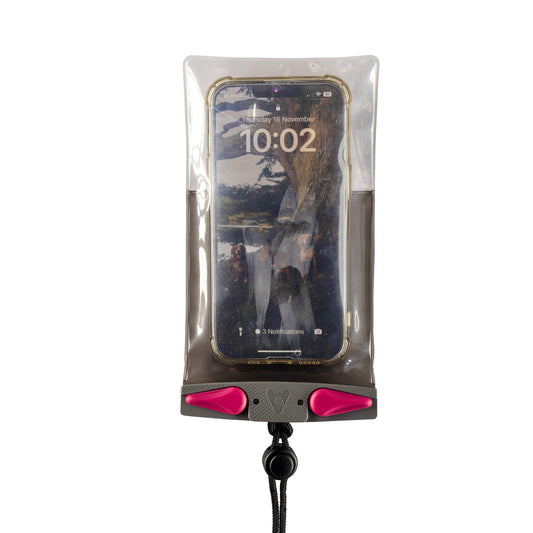 Aquapac Waterproof Compact Plus Phone Case, Gray/Pink