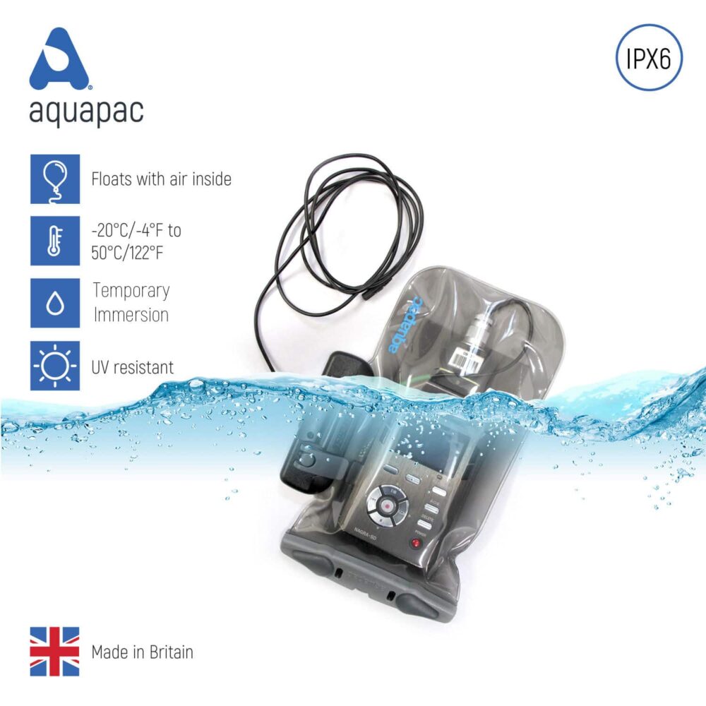 Aquapac Waterproof Radio Microphone Connected Electronics Wire-Through Case, Medium