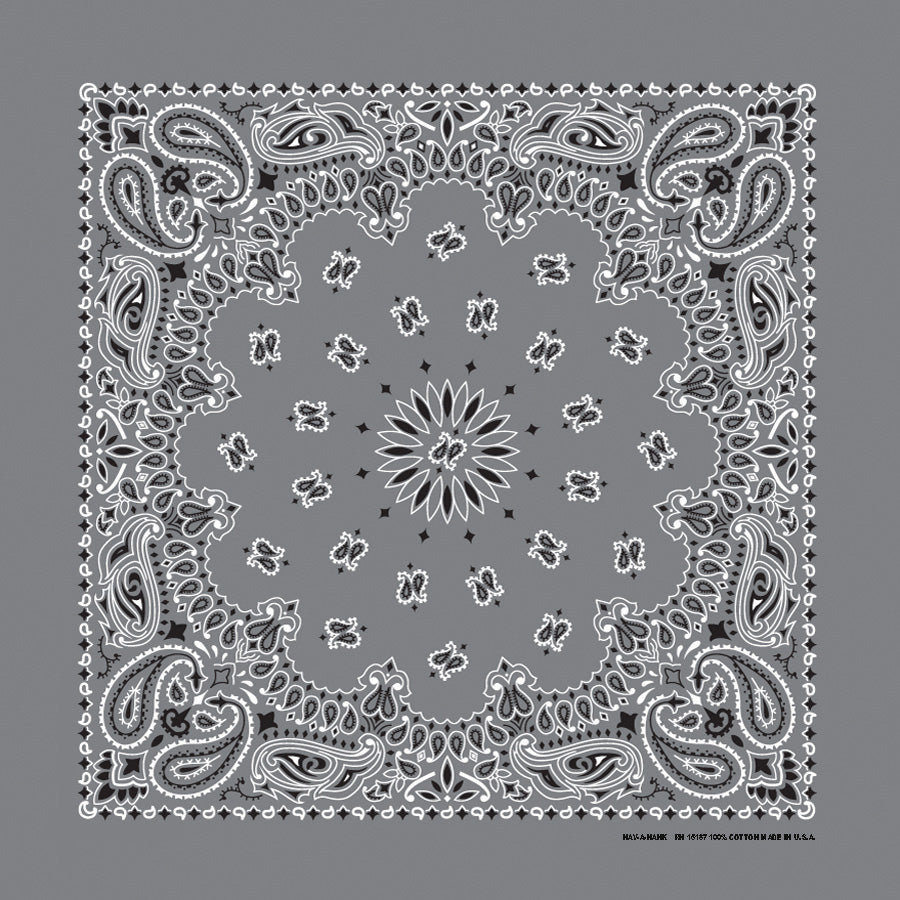 Charcoal 17" x 17" Farmer Paisley Print Bandana