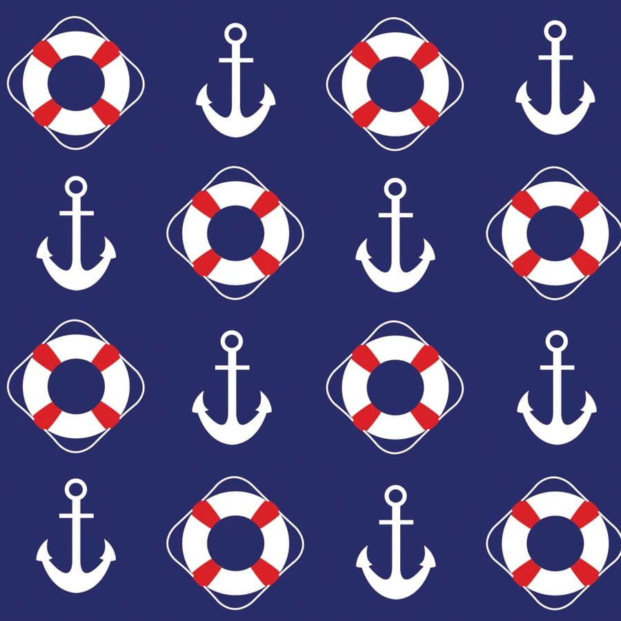 Life Saver & Anchors 22" x 22" Novelty Print Bandana