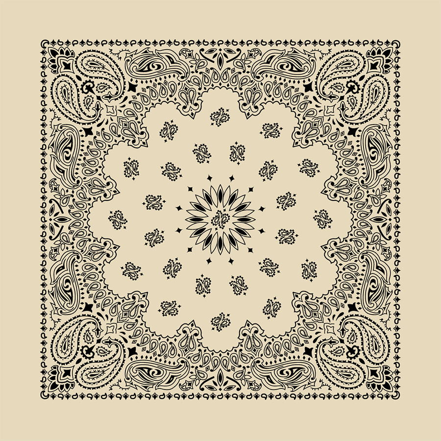 Natural 22" x 22" Contemporary Paisley Print Bandana