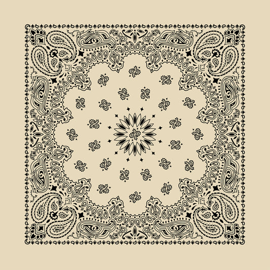 Natural 22" x 22" Contemporary Paisley Print Bandana