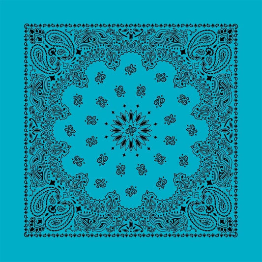 Turquoise 22" x 22" Contemporary Paisley Print Bandana