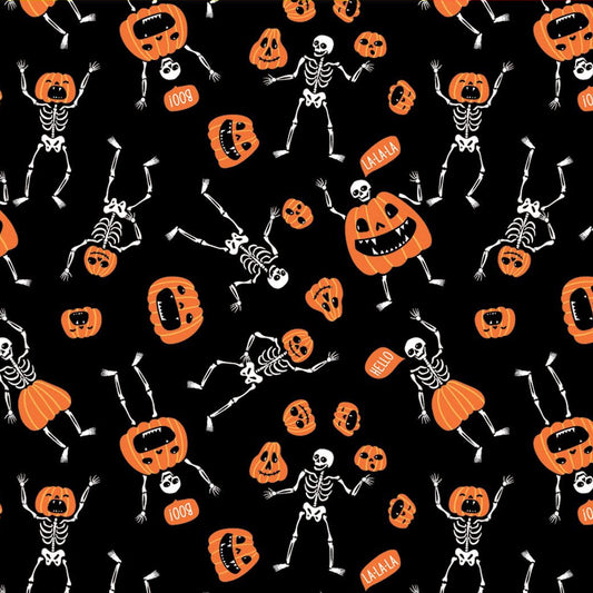 Skeletons & Pumpkins Glow 22" x 22" Halloween Print Bandana