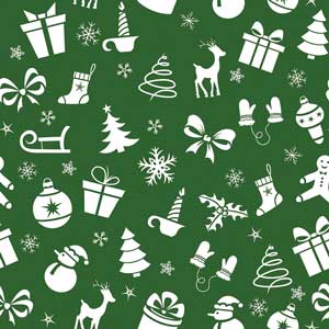 Christmas Surprises Green 22" x 22" Seasonal Print Bandana