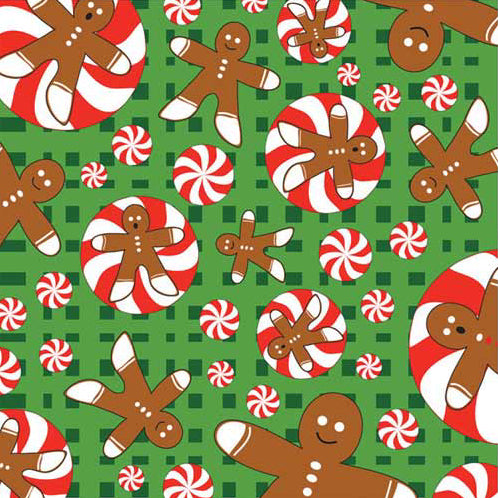 Gingerbread Men 22" x 22" Christmas Print Bandana