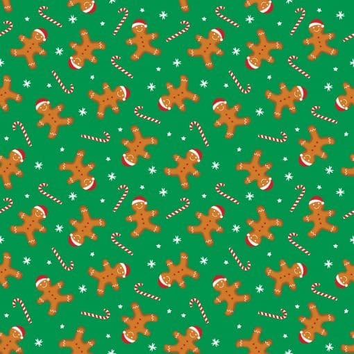 Gingerbread Man Candy Cane 22" x 22" Christmas Print Bandana