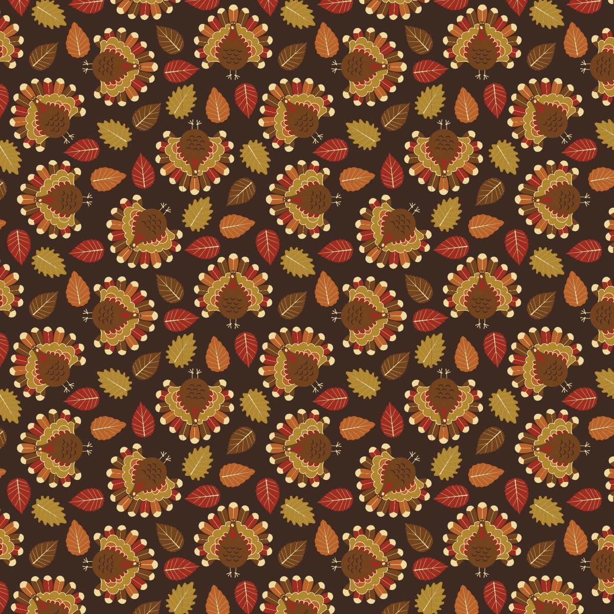 Tossed Turkey 22" x 22" Thanksgiving Print Bandana