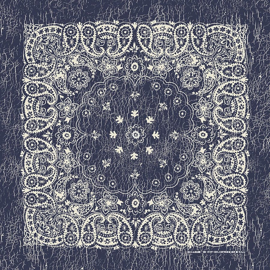 Navy/Natural 27" x 27" Rustic Paisley Print Bandana