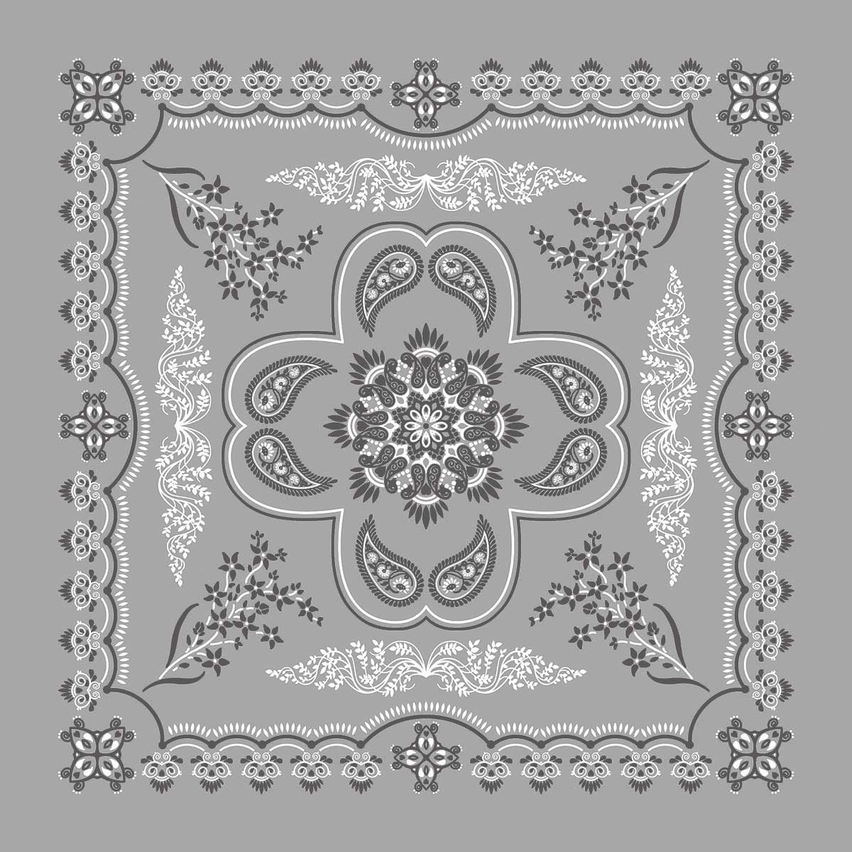 Gray 27" x 27" Floral Paisley Print Bandana