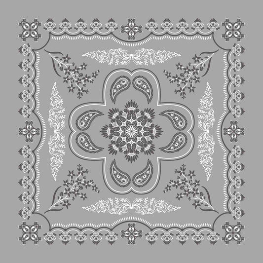 Gray 27" x 27" Floral Paisley Print Bandana