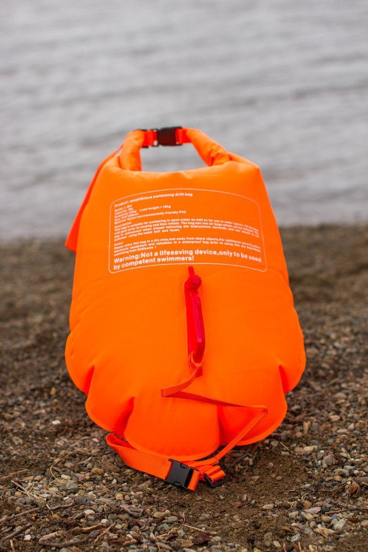 Swim Secure Lightweight Waterproof 28L Dry Bag | Inflatable Tow Float Safety Orange