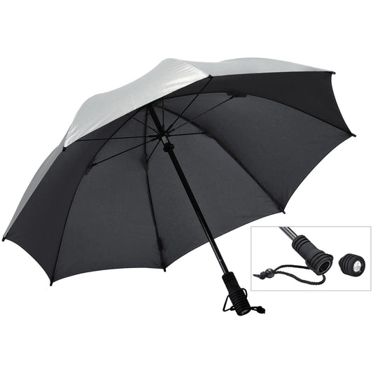 EuroSCHIRM Swing Flashlite Trekking Umbrella, 37.5”, Removable LED Flashlight, Silver (UV Protective)