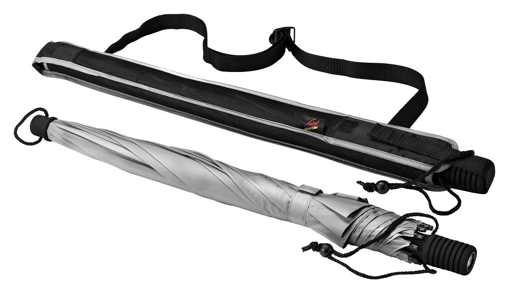 EuroSCHIRM Swing Flashlite Trekking Umbrella, 37.5”, Removable LED Flashlight, Silver (UV Protective)