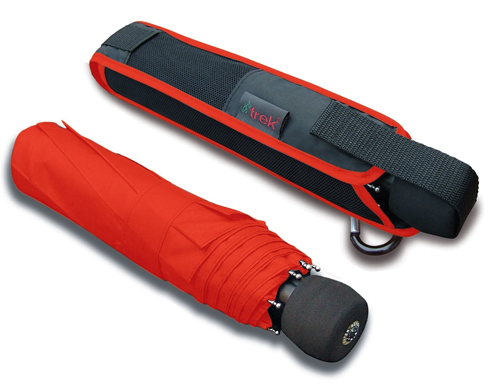 EuroSCHIRM Light Trek Umbrella, Compact, Ultra-light weight, Trekking, Hiking, 38”, Red