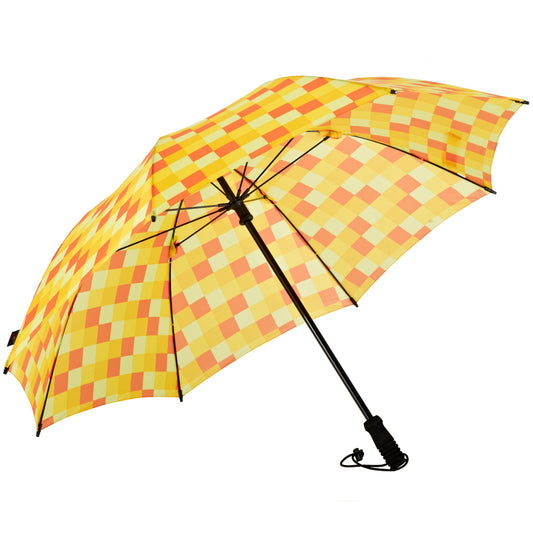 EuroSCHIRM Swing Handsfree, Adjustable Height Trekking Umbrella, Light Weight, 44”, Yellow Squares