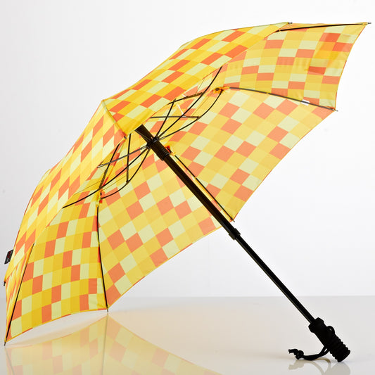 EuroSCHIRM Telescope Handsfree Trekking Umbrella, With Mounting Hardware, 43", Yellow Squares