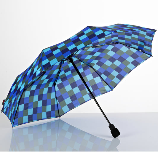 EuroSCHIRM Light Trek Automatic Folding Umbrella, Compact, Ultra-light weight, 38”, Blue Squares